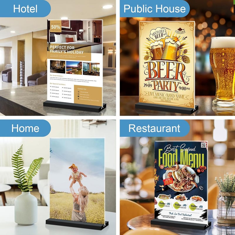 Seencool 8.5x11 Acrylic Sign Holder Vertical Double-Sided Tabletop Sign Holder with Black Base, Plastic Picture Frame Paper Holder, Clear Menu Display Stand for Office Restaurant Store Home 8 Pack - Image 5